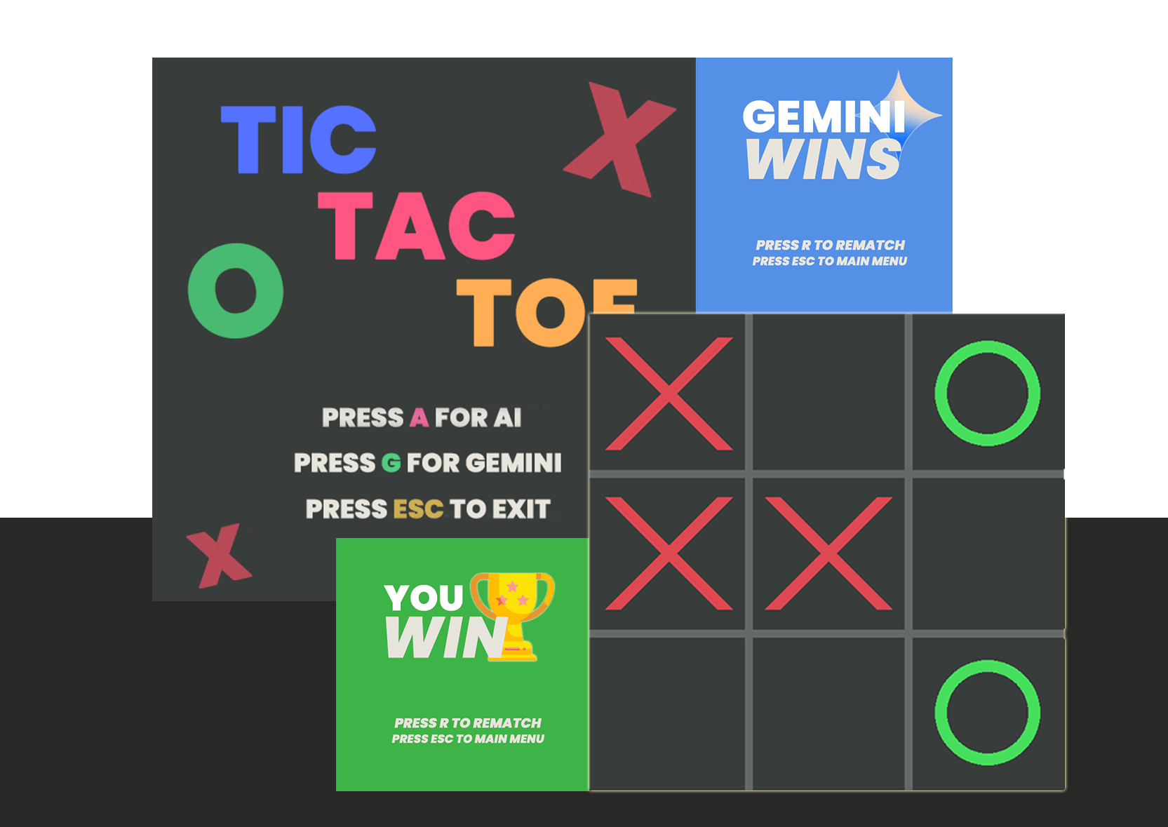 Tic-Tac-Toe game screens